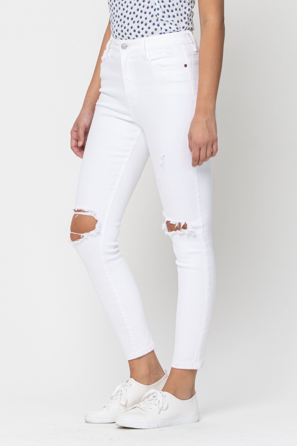 Full Size High Rise Distress Ankle Skinny Jean - Debs on 5th