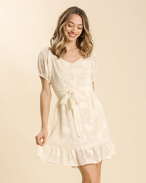 Floral Burnout Jacquard Metallic Stripe Line Dress - Debs on 5th