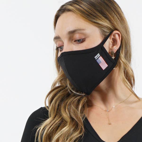 Cotton Contour Cloth Face Mask /w US Flag - Debs on 5th
