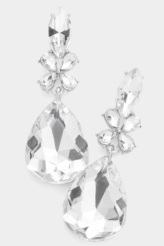 Teardrop Stone Accented Dangle Evening Earrings - Debs on 5th