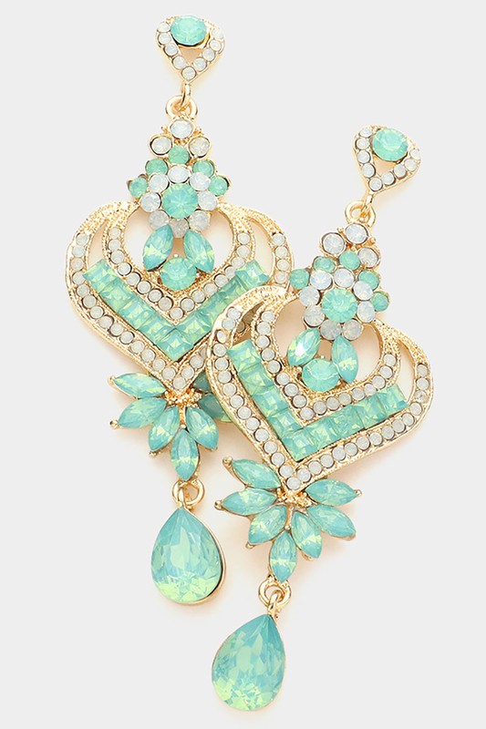 Crystal Heart Teardrop Evening Earrings - Debs on 5th