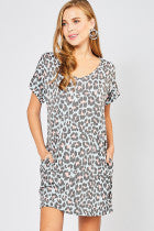 Leopard Print Scoop Neck Dress w/Pockets - Debs on 5th