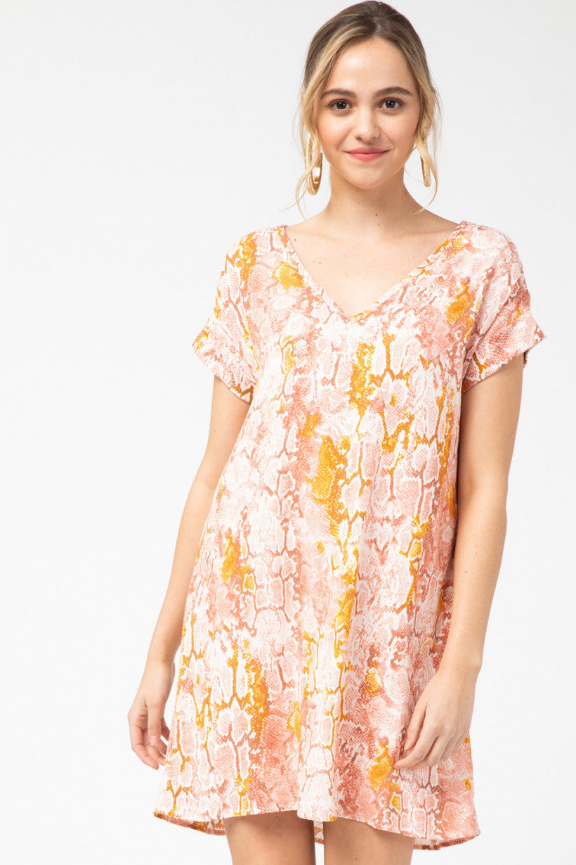 Reptile Print V-Neck Dress - Debs on 5th