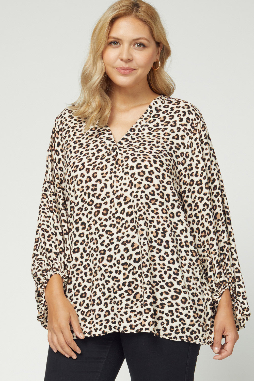 Leopard Print Top w/Puff Sleeves - Debs on 5th