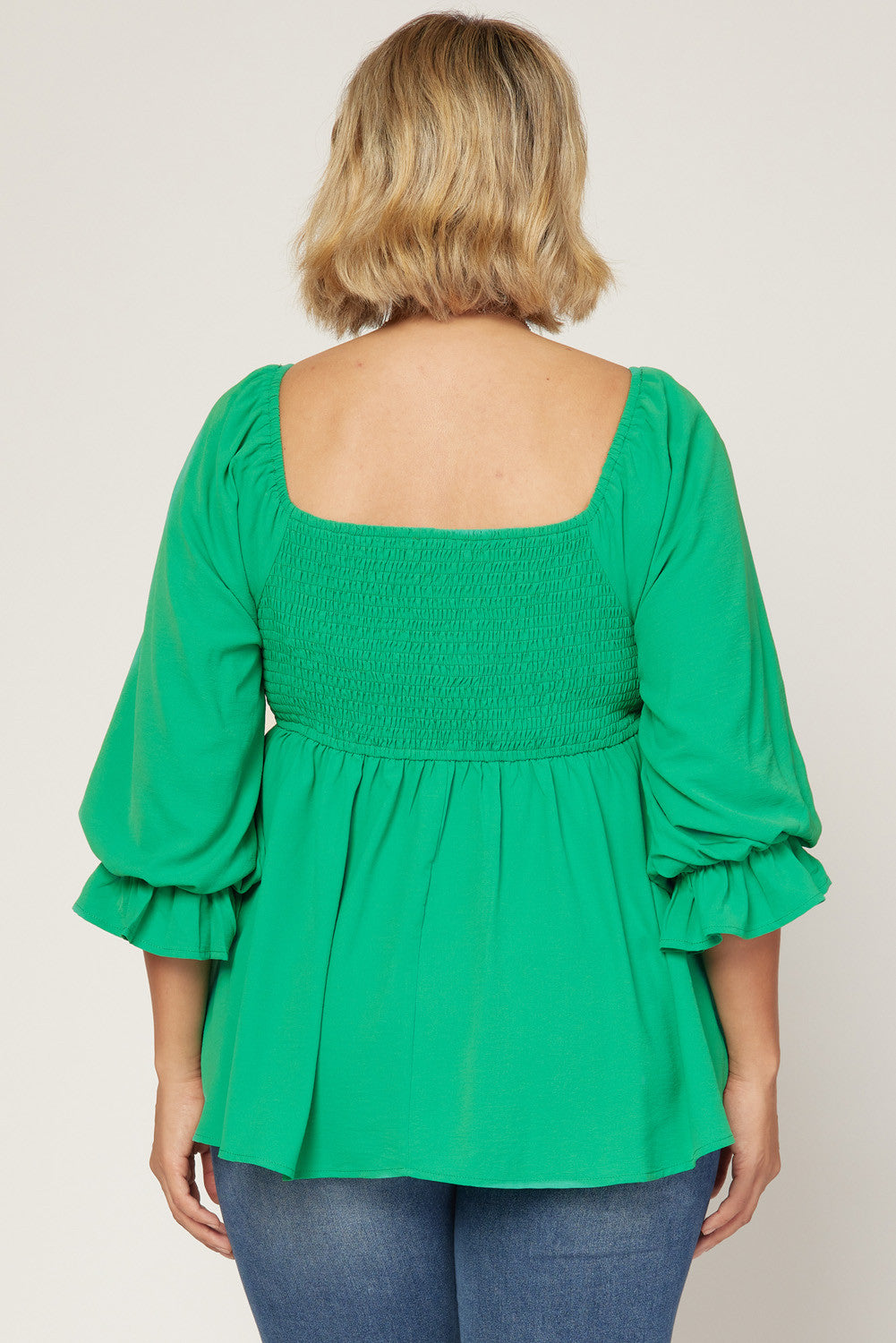 Smocked Back Square Neck Top - Debs on 5th