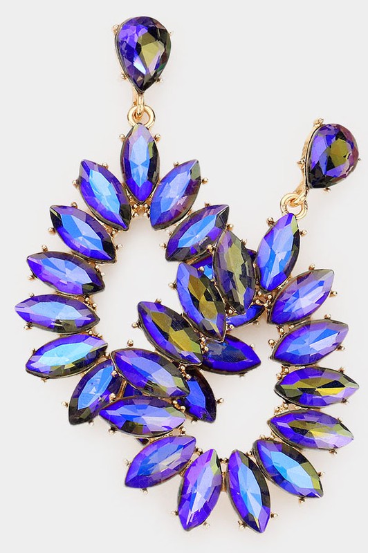 Marquise Stone Cluster Teardrop Evening Earrings - Debs on 5th