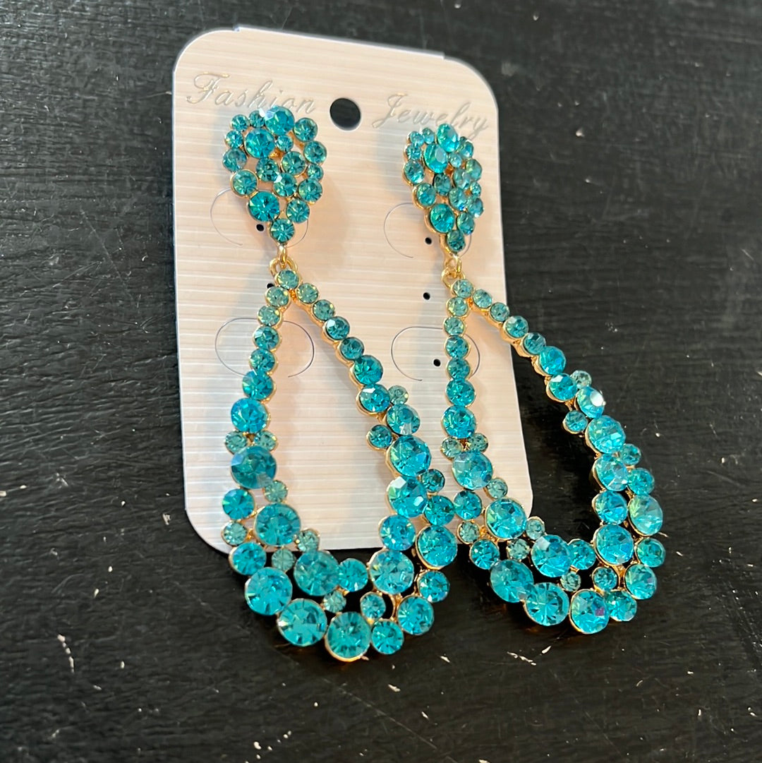 Crystal Bubble Cluster Teardrop Evening Earrings - Debs on 5th