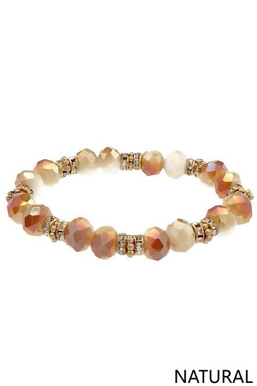 Glass Bead Rondelle Stretch Bracelet - Debs on 5th