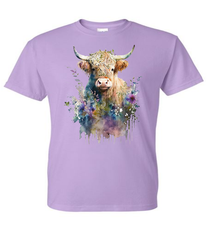 Highland Cow Flowers Graphic Tee - Debs on 5th