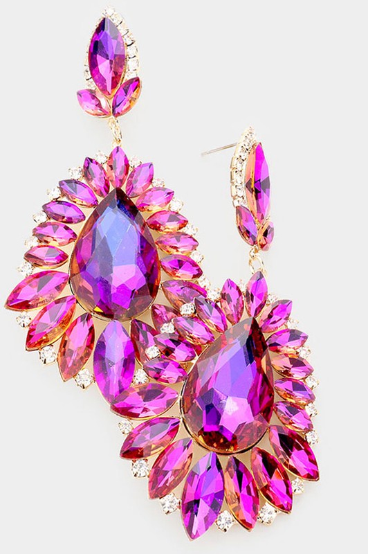 Teardrop Crystal Marquise Accented Evening Earrings - Debs on 5th