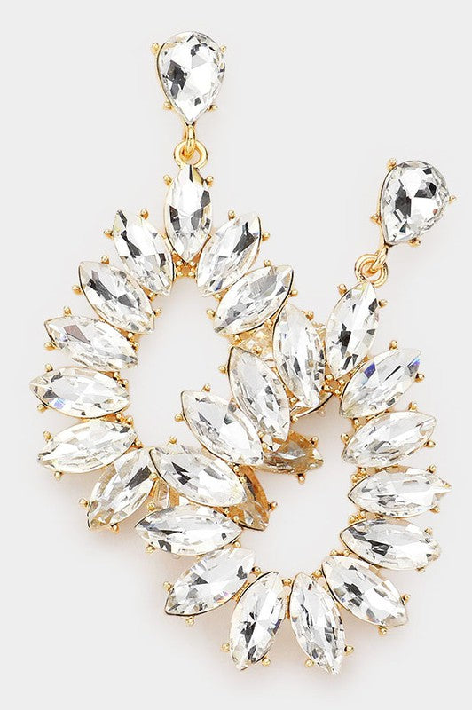 Marquise Stone Cluster Teardrop Evening Earrings - Debs on 5th