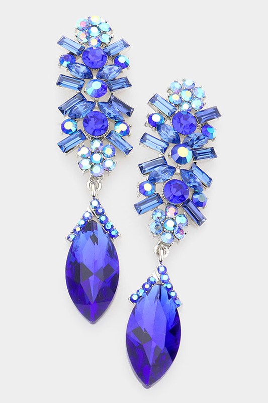 Marquise Glass Crystal Drop Evening Earrings - Debs on 5th