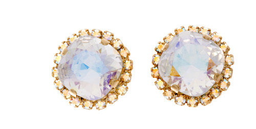 Crystal Wrap 12mm Square Studs - Gold Tone - Debs Boutique  LLC