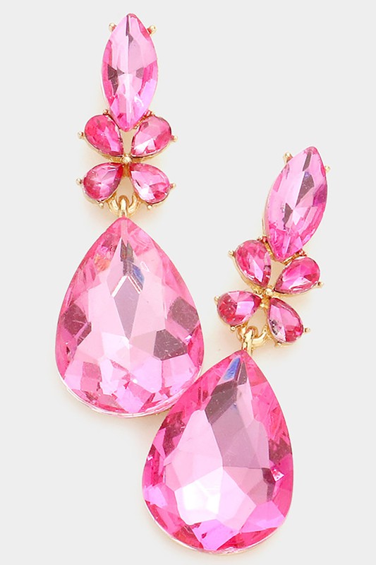 Teardrop Stone Accented Dangle Evening Earrings - Debs on 5th