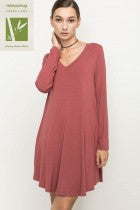 Bamboo Fabric Long Sleeve Pocket Knit Dress - Debs on 5th
