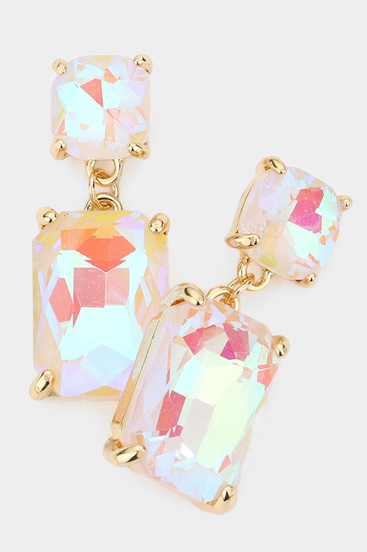 Square Rectangle Link Dangle Evening Earrings - Debs on 5th